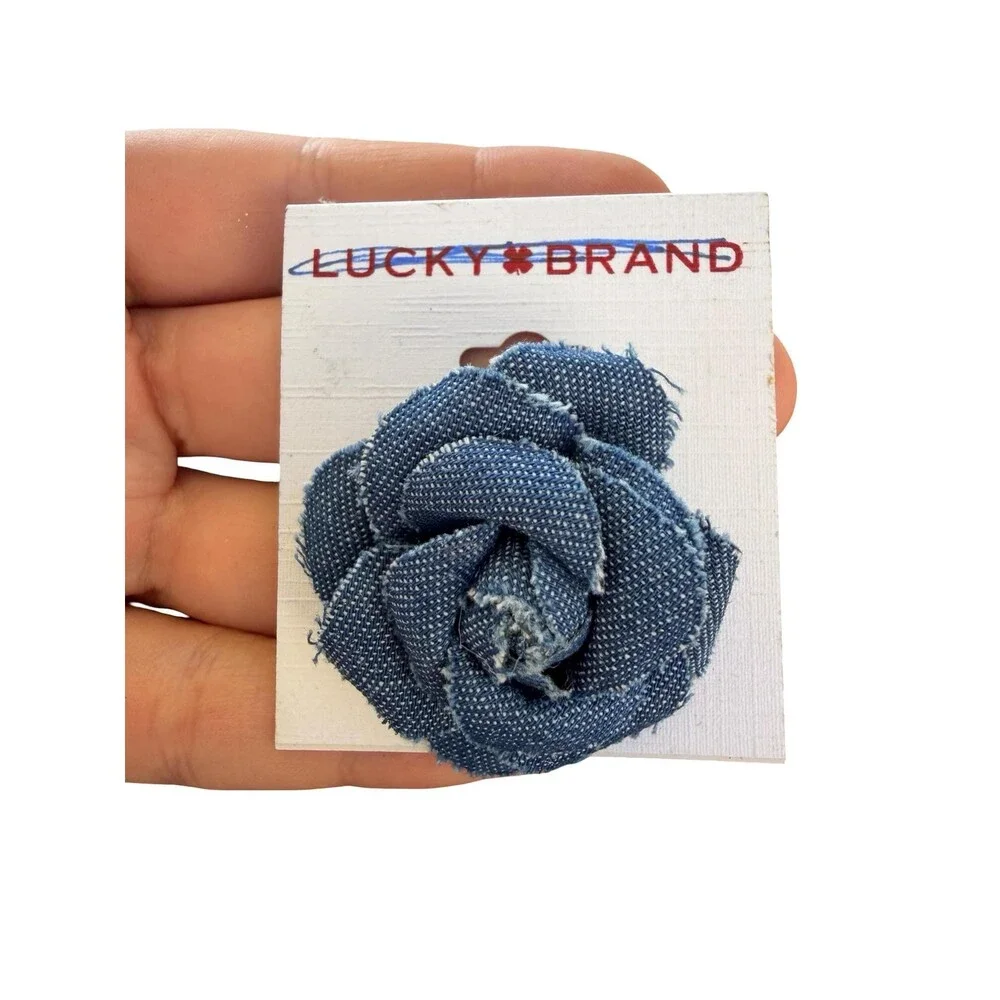 Vintage Jewelry Lucky Denim Flower Brooch Blue Flower Pin